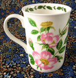 Mug Wild Rose Botanical English Bone China Crown Trent Pink Roses - Antiques And Teacups - 4