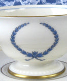 Tea Cup And Saucer Castleton USA Empire Blue Wreath Burnished Gold Trim 1950s - Antiques And Teacups - 2