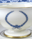 Tea Cup And Saucer Castleton USA Empire Blue Wreath Burnished Gold Trim 1950s - Antiques And Teacups - 2