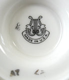 Tea Cup And Saucer Castleton USA Empire Blue Wreath Burnished Gold Trim 1950s - Antiques And Teacups - 4