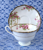 Royal Albert Crown China Rosalie Tea Cup And Saucer Hand Cored Transfer Art Deco 1927-1935 - Antiques And Teacups - 3
