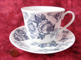 Blue Victorian Breakfast Size Roy Kirkham Cup And Saucer English Bone China New Large - Antiques And Teacups - 1