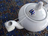 Blue Striped Teacup Teapot Drip Catcher Resin Floral Drip Stopper Sponge Hook - Antiques And Teacups - 1