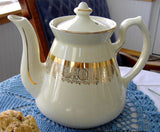 Hall Philadelphia Teapot White and Gold Large 6 Cup Standard Gold 1950s Retro Tea Pot - Antiques And Teacups - 1