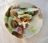 Chestnuts Cup And Saucer Three Feet Hand Painted 1920-1930s Japan - Antiques And Teacups - 1