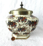 Vintage English Chintz Biscuit Barrel 1930s Cookie Jar Floral Lancaster EPNS - Antiques And Teacups - 1
