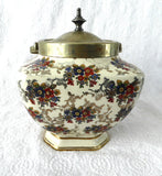 Vintage English Chintz Biscuit Barrel 1930s Cookie Jar Floral Lancaster EPNS - Antiques And Teacups - 3
