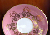 Ornate Cup And Saucer Aynsley Pink Gold Overlay Fruit Center 1950s Bone China - Antiques And Teacups - 5