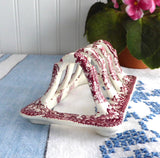 Mason's Vista Red Transferware Toast Rack Vintage 1950s Toast Holder Letters Tea Party Ironstone - Antiques And Teacups - 2