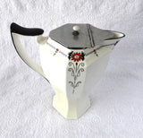 Art Deco Shelley Red Daisy Queen Anne Hot Water Teapot 1930s Red Enamel - Antiques And Teacups - 1