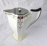 Art Deco Shelley Red Daisy Queen Anne Hot Water Teapot 1930s Red Enamel - Antiques And Teacups - 2