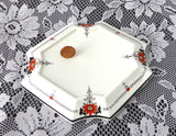Shelley Red Daisy Tea Pot Stand Teapot Trivet Queen Anne Square Art Deco 1920s - Antiques And Teacups - 3