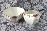 Art Deco Shelley Red Daisy Queen Anne Creamer And Sugar Basin Cream 1930s Red Enamel - Antiques And Teacups - 2
