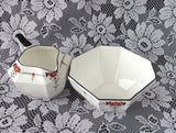 Art Deco Shelley Red Daisy Queen Anne Creamer And Sugar Basin Cream 1930s Red Enamel - Antiques And Teacups - 4