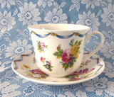 Dresden Spray Breakfast Size Cup And Saucer Roy Kirkham Flowers Floral Bone China - Antiques And Teacups - 1
