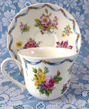 Dresden Spray Breakfast Size Cup And Saucer Roy Kirkham Flowers Floral Bone China - Antiques And Teacups - 2