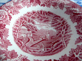 Red Transferware English Scenery Sauce Bowl Jam 1940s Enoch Woods Woods Ware Rural Scene - Antiques And Teacups - 4