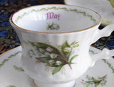Miniature Lily Of The Valley May Cup And Saucer Queen's Bone China Mini 1970s - Antiques And Teacups - 2