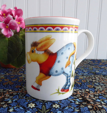 Comical Donkeys In Clothes Mug English Bone China 1980s Childrens