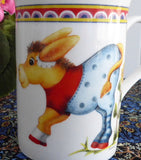 Comical Donkeys In Clothes Mug English Bone China 1980s Childrens