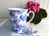 Blue Floral Chintz Mug Bone China Pedestal Maxwell Williams Antique Blue