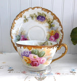 Limoges Hand Painted Cup And Saucer Signed Antique T&V Edwardian Teacup