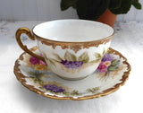 Limoges Hand Painted Cup And Saucer Signed Antique T&V Edwardian Teacup