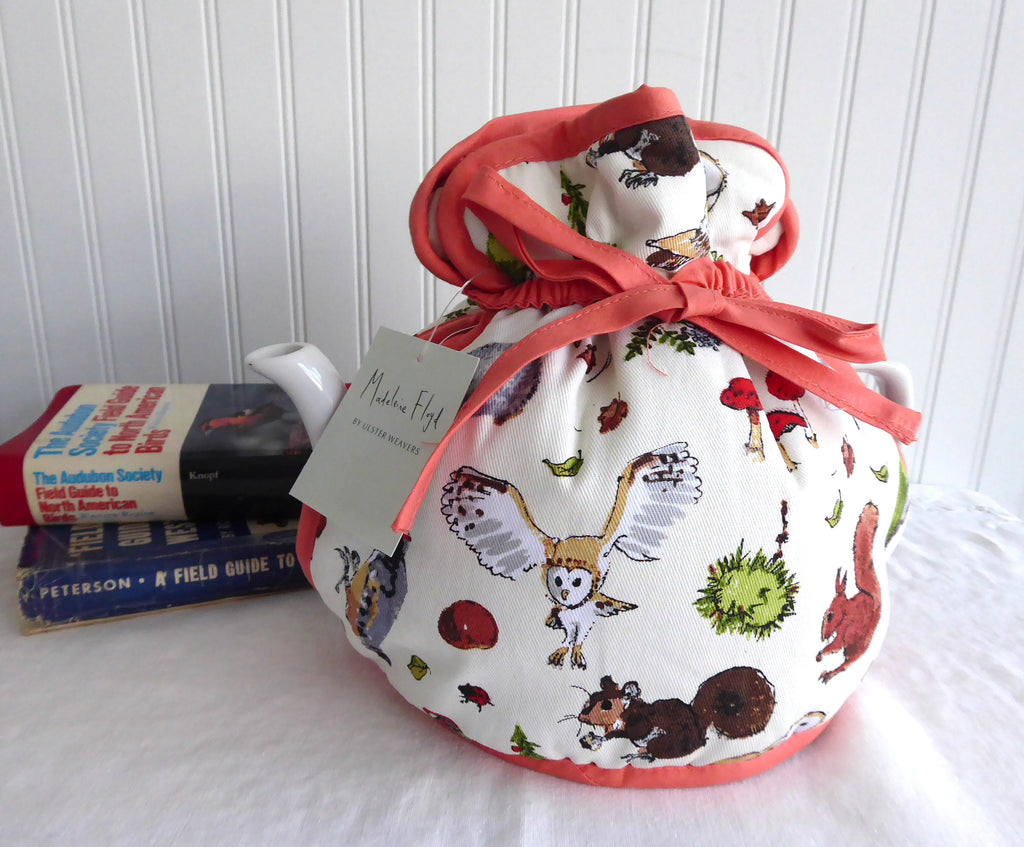 Woodland Tea Cozy Padded Muff Style Cosy Ulster Large Flora Fauna Made