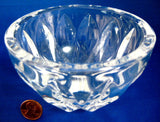 Kosta Boda Bowl Crystal Leaf Pattern Clear Round Signed Swedish 1960s Signed