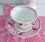 Tea Bowl Cup And Saucer Pink Copper Luster Floral 1810 Georgian Staffordshire