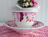 Tea Bowl Cup And Saucer Pink Copper Luster Floral 1810 Georgian Staffordshire