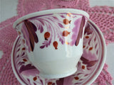 Tea Bowl Cup And Saucer Pink Copper Luster Floral 1810 Georgian Staffordshire