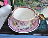 Victorian Pink Copper Luster Cup And Saucer Floral 1830s Pattern Victorian Floral
