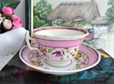 Victorian Pink Copper Luster Cup And Saucer Floral 1830s Pattern Victorian Floral