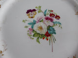 Set of 4 Ridgway Luncheon Plates 1856-1858 Hand Painted Florals Blue Borders Exquisite