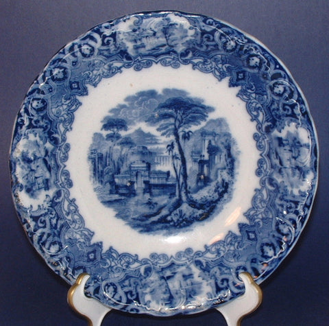 Romantic Staffordshire Blue Transferware Bowl Mid Victorian 1840-1870