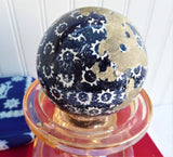 English Carpet Ball Blue Stars 1850s Glazed Clay Indoor Bowling Mid Victorian