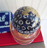 English Carpet Ball Blue Stars 1850s Glazed Clay Indoor Bowling Mid Victorian