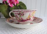 Antique Cup And Saucer Early Regout Dutch Polychrome Transferware 1860s