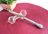 Mid Victoria Crystal Cutlery Rest Barbell Hand Faceted Knife Rest Carving 1850-1870