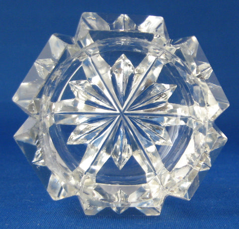 Master Open Salt English Hand Faceted Glass Victorian Hexagonal 1870s Fancy