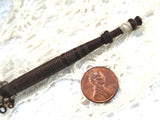 Victorian Wood Lace Bobbin Turned Treen Antique Beads Spangles English 1870