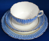 Teacup Trio Victorian Royal Stafford Glencoe Blue White 1870s Aesthetic Transferware