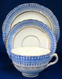 Teacup Trio Victorian Royal Stafford Glencoe Blue White 1870s Aesthetic Transferware