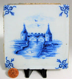 Antique Blue And White Tile Tin Glazed Delft 1870s Style Flow Blue