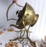 Tipping Tea Kettle Spirit Kettle Soutter Ornate Brass Mid Victorian 1870s Floral Teapot