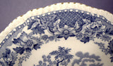 Teacup Trio Blue Transferware Seaforth Wood 1880s Ironstone Blue And White