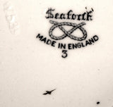 Teacup Trio Blue Transferware Seaforth Wood 1880s Ironstone Blue And White
