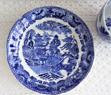 Blue Transferware Cup And Saucer 1880s Chinoiserie Allertons England Flow Blue