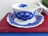 Antique Flow Blue Transferware Cup And Saucer 1880s Booths Alaska England